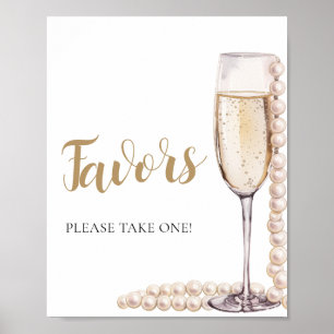 Poster Symbole des perles d'or et du Prosecco Champagne F