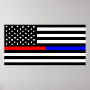 Poster symbole des pompiers de la police de la ligne roug