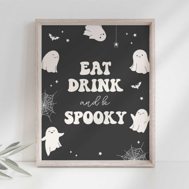Poster Symbole d'Halloween éffrayant Ghost Eat Drink (Créateur téléchargé)