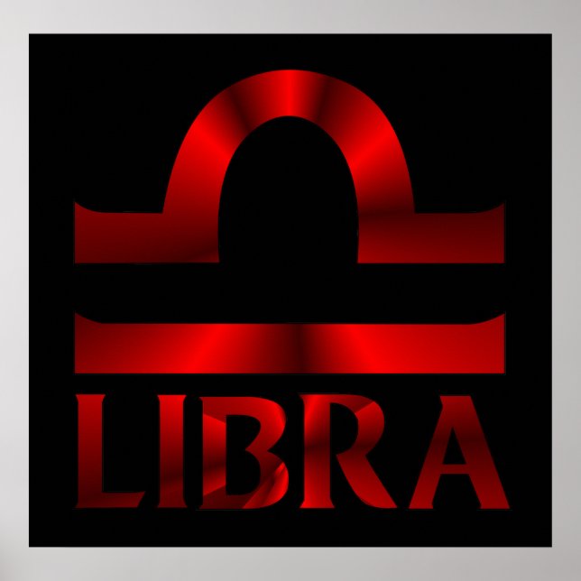 Poster Symbole d'horoscope de la Libra Rouge (Devant)