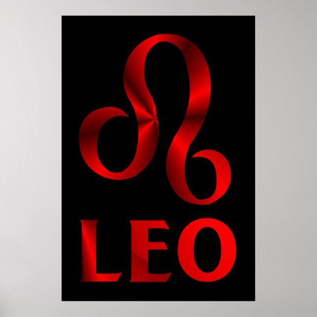 Poster Symbole d'horoscope de Leo Rouge (Devant)