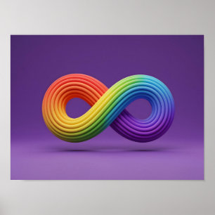 Poster Symbole d'infini arc-en-ciel 3D Autisme Neurodiver