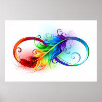 Symbole d'infini avec plume arc-en-ciel