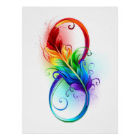 Symbole d'infini avec plume arc-en-ciel