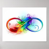 Symbole d'infini avec plume arc-en-ciel