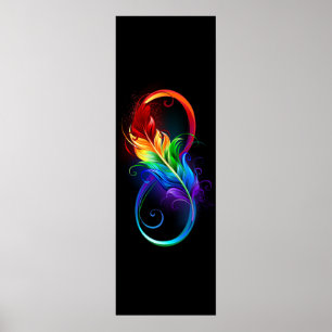 Poster Symbole d'infini avec plume arc-en-ciel
