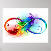 Symbole d'infini avec plume arc-en-ciel