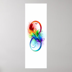 Poster Symbole d'infini avec plume arc-en-ciel