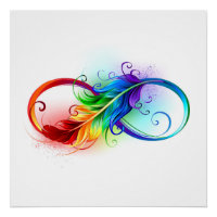 Symbole d'infini avec plume arc-en-ciel