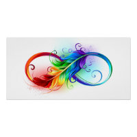 Symbole d'infini avec plume arc-en-ciel