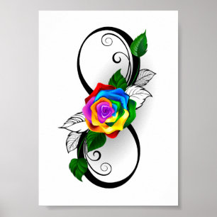 Poster Symbole d'infini avec Rose arc-en-ciel