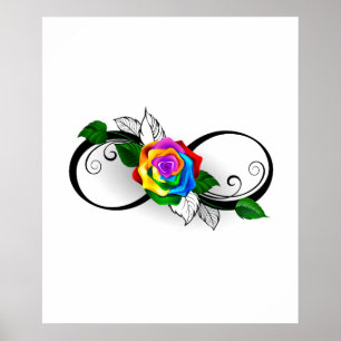 Poster Symbole d'infini avec Rose arc-en-ciel