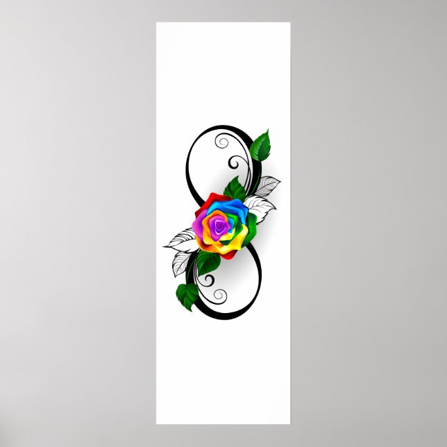Poster Symbole d'infini avec Rose arc-en-ciel (Devant)