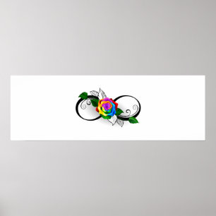 Poster Symbole d'infini avec Rose arc-en-ciel