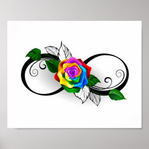 Poster Symbole d'infini avec Rose arc-en-ciel