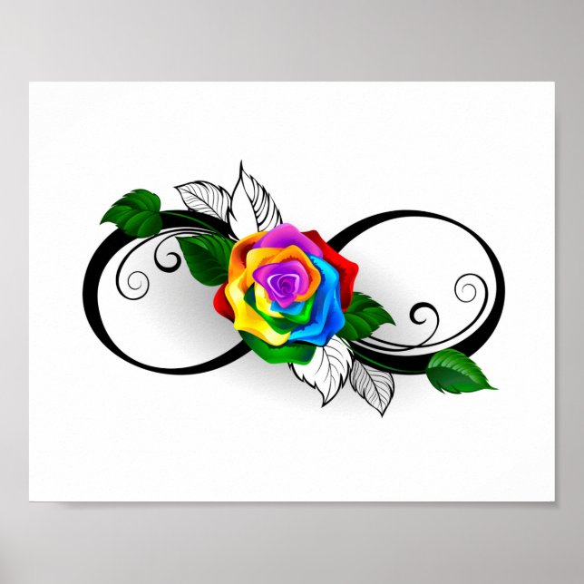 Poster Symbole d'infini avec Rose arc-en-ciel (Devant)