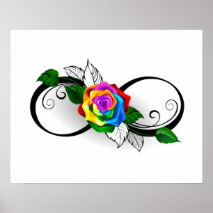 Poster Symbole d'infini avec Rose arc-en-ciel