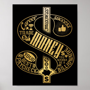 Poster Symbole Dollar Richesse Et Succès Motivationnel