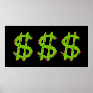 Poster Symbole Dollar Vert