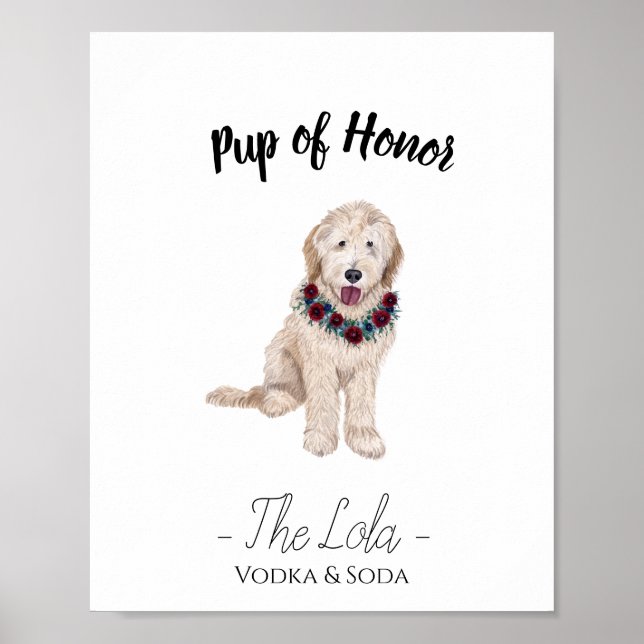Poster Symbole Doodle d'or avec Lei Mariage Boire (Devant)