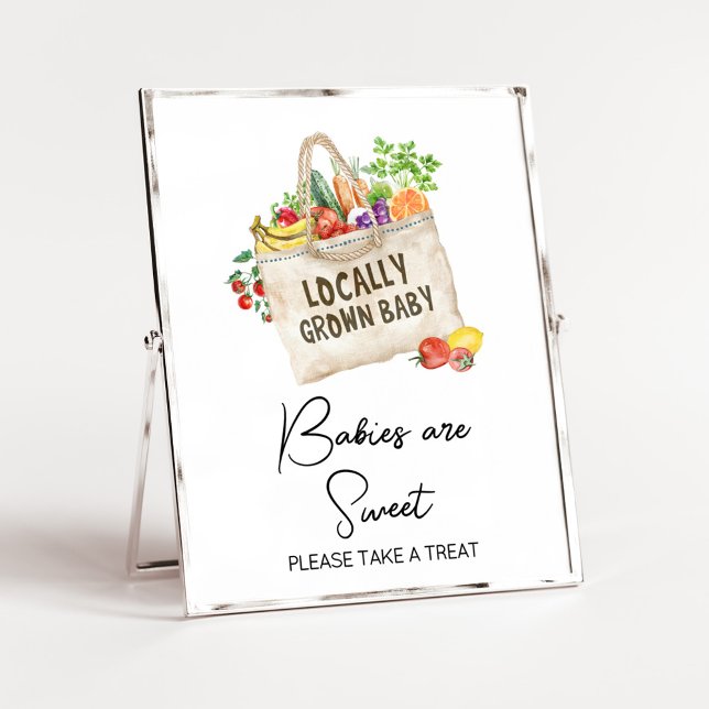 Poster Symbole doux pour les bébés Baby showers cultivés  (Farmers Locally Grown Baby Shower Sign)