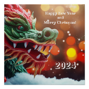 Poster symbole dragon chinois 2024