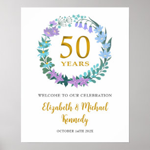 Poster Symbole du 50e anniversaire de bienvenue en or