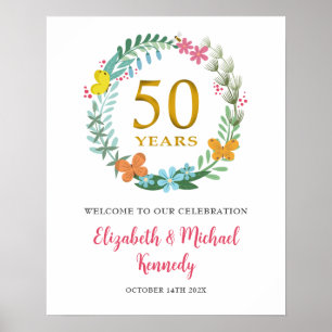 Poster Symbole du 50e anniversaire de bienvenue en or