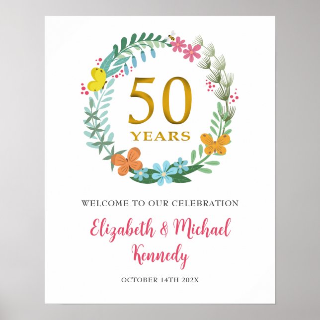 Poster Symbole du 50e anniversaire de bienvenue en or (Devant)
