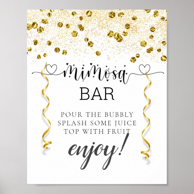 Poster Symbole du Baby shower de calligraphie Mimosa (Devant)