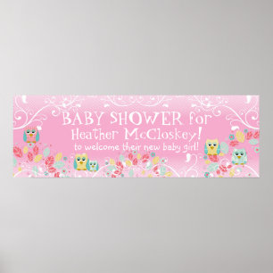 Poster Symbole du Baby shower de Chouette à tourbillon