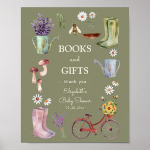 Poster Symbole du Baby shower de jardin Livres et Cadeaux
