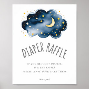 Poster Symbole du Baby shower de la lune et des étoiles