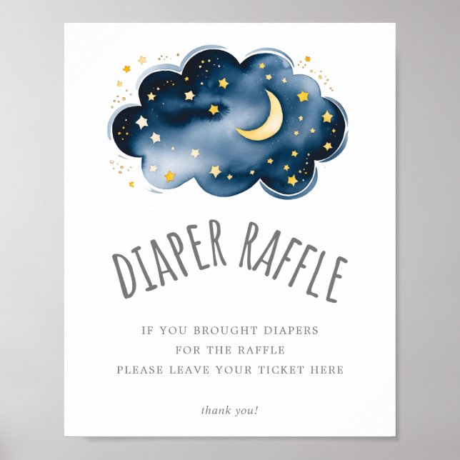 Poster Symbole du Baby shower de la lune et des étoiles (Devant)