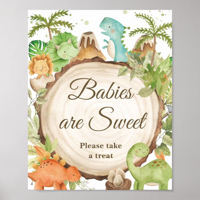 Poster Symbole du Baby shower des Dinosaures (Devant)