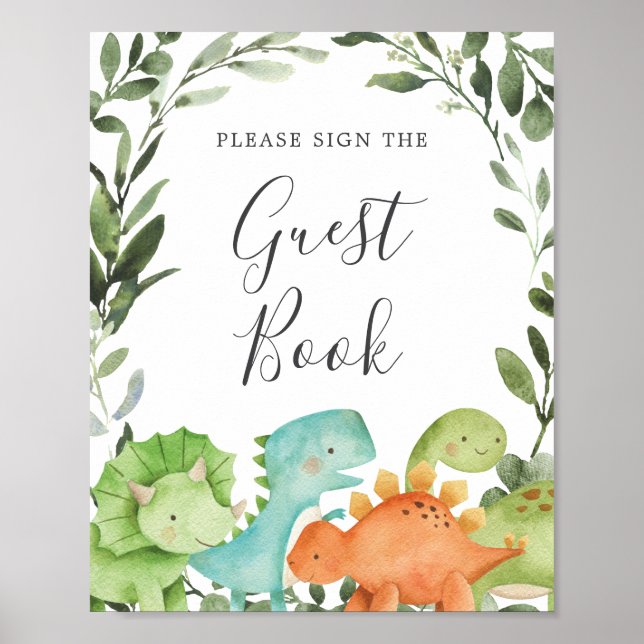 Poster Symbole du Baby shower Dinosaures (Devant)
