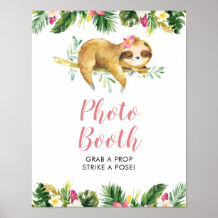 Poster Symbole du Baby shower photo Tropical Girl Sloth