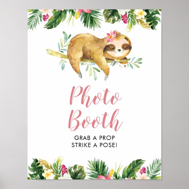 Poster Symbole du Baby shower photo Tropical Girl Sloth (Devant)