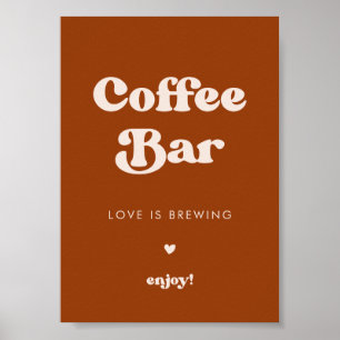 Poster Symbole du bar à café Burnt Orange Mariage rétro