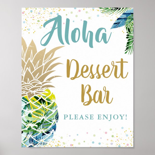 Poster Symbole du bar-dessert de la plage d'ananas tropic (Devant)