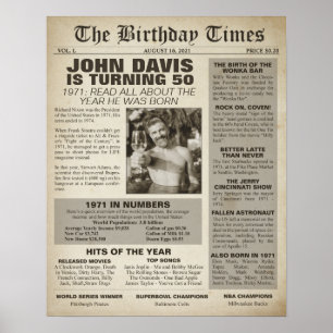 Poster Symbole du Birthday Times 1971 pour un 50ème anniv