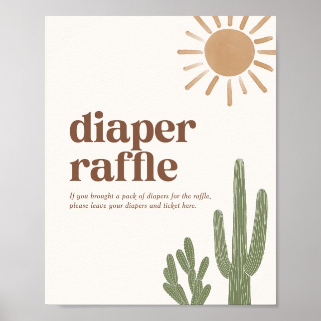Poster Symbole du chevalet de Baby shower Boho Cactus (Devant)