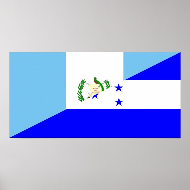 Poster symbole du demi-drapeau du guatemala honduras (Devant)