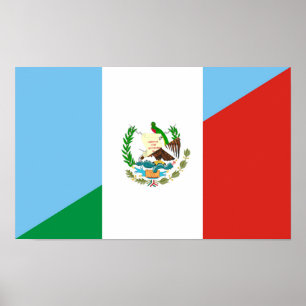 Poster symbole du demi-drapeau guatemala mexique