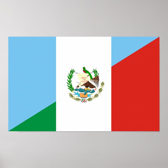 Poster symbole du demi-drapeau guatemala mexique (Devant)