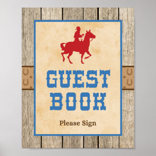 Poster Symbole du livre d'hôtes Cowboy Baby shower occide