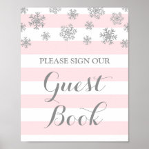 Symbole du livre d'hôtes Silver Snow Pink Stripes