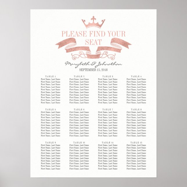 Poster Symbole du Mariage de la crête d'or Rose classique (Devant)