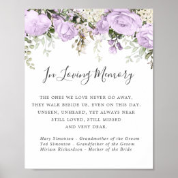 Poster Symbole du Mariage floral blanc violet