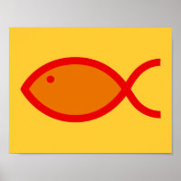 Symbole du poisson chrétien - LOUD ! orange et rou
